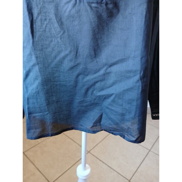 J.Crew Womens XXL Black Pintuck Blouse Long Sleeve Button Front Boho Top - Picture 7 of 16